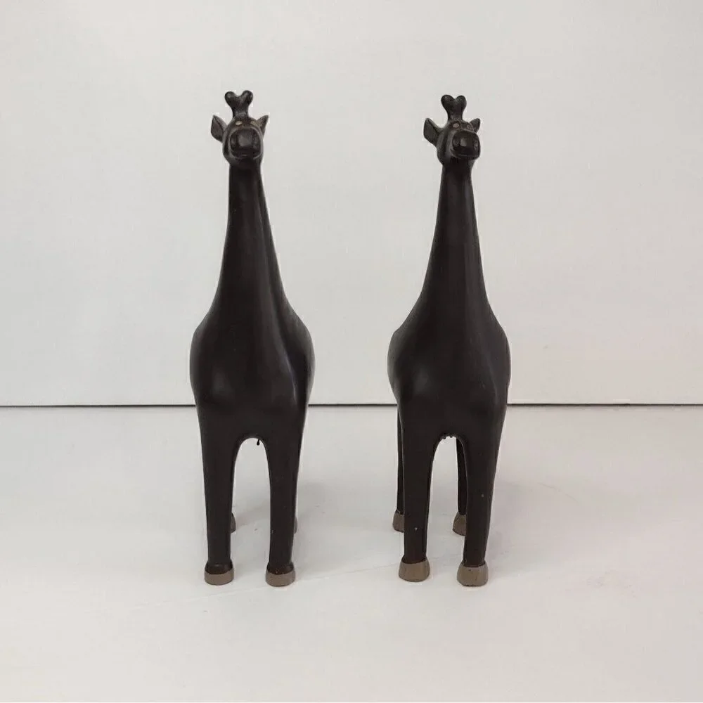 Set Of Brown Resin Giraffe Tealight Candle Holders Africa African Safari